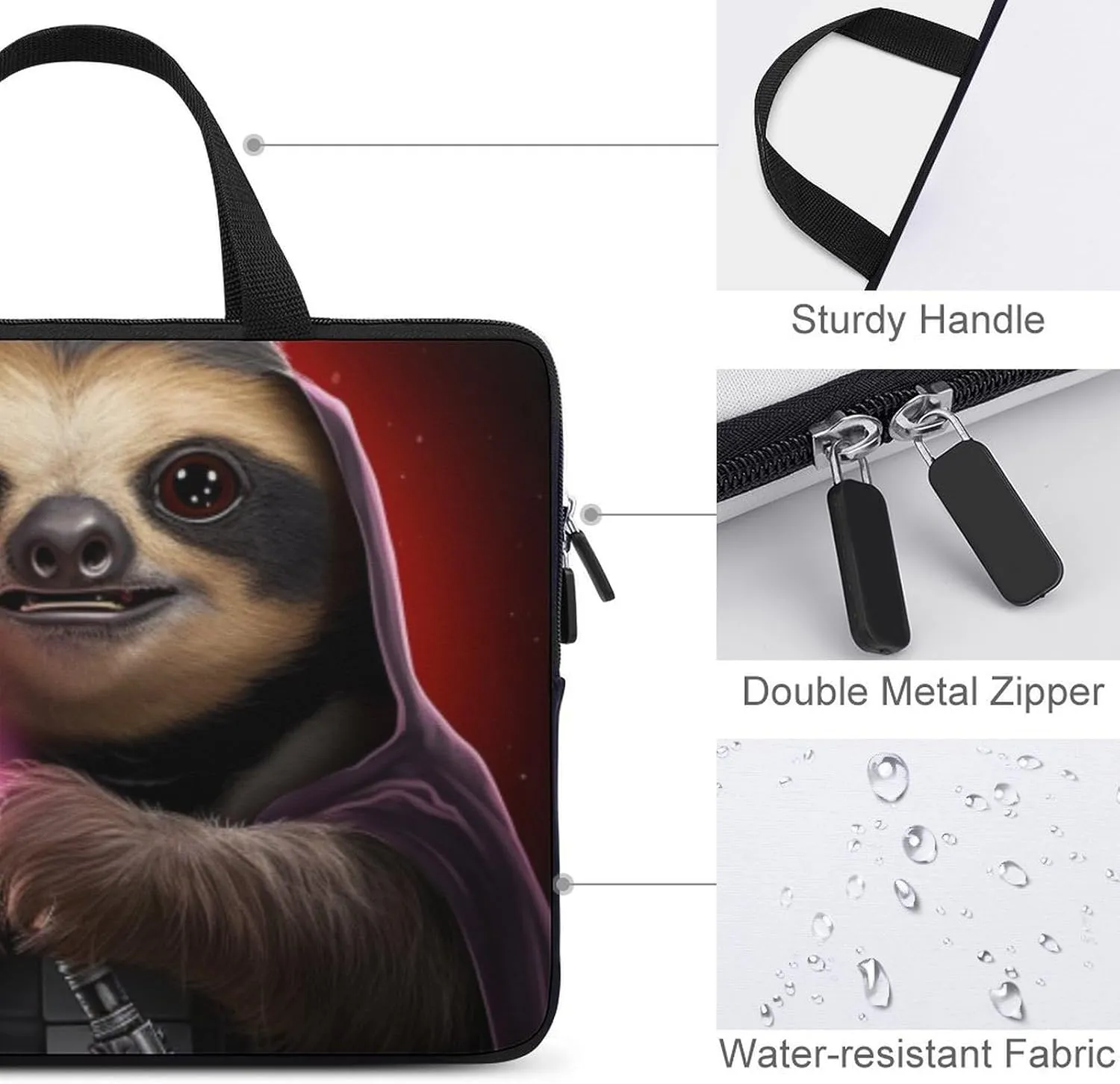 Laptop Bag Sloth Wearing Funny Laptop Case Computer Notebook Briefcase Messenger Bag with Adjustable Shoulder Strap 15.6 Inch