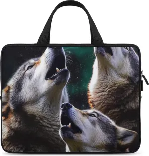 Laptop Bag Three Wolf Howling in The Night Laptop Case Computer Notebook Briefcase Messenger Bag with Adjustable Shoulder Strap 15.6 Inch