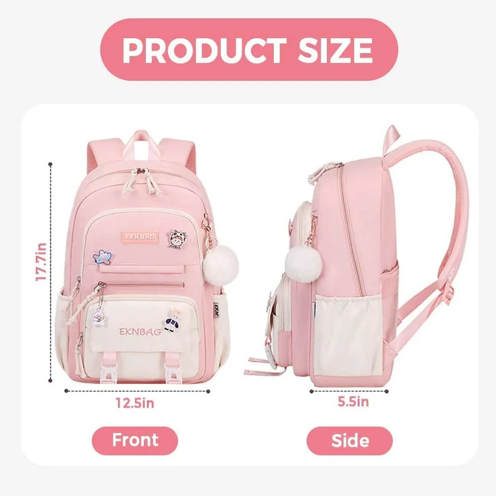 Large Backpack for Teen Girls Kids Cute Aesthetic Laptop Backpack Kawaii Preppy Elementary Middle High School Bookbag