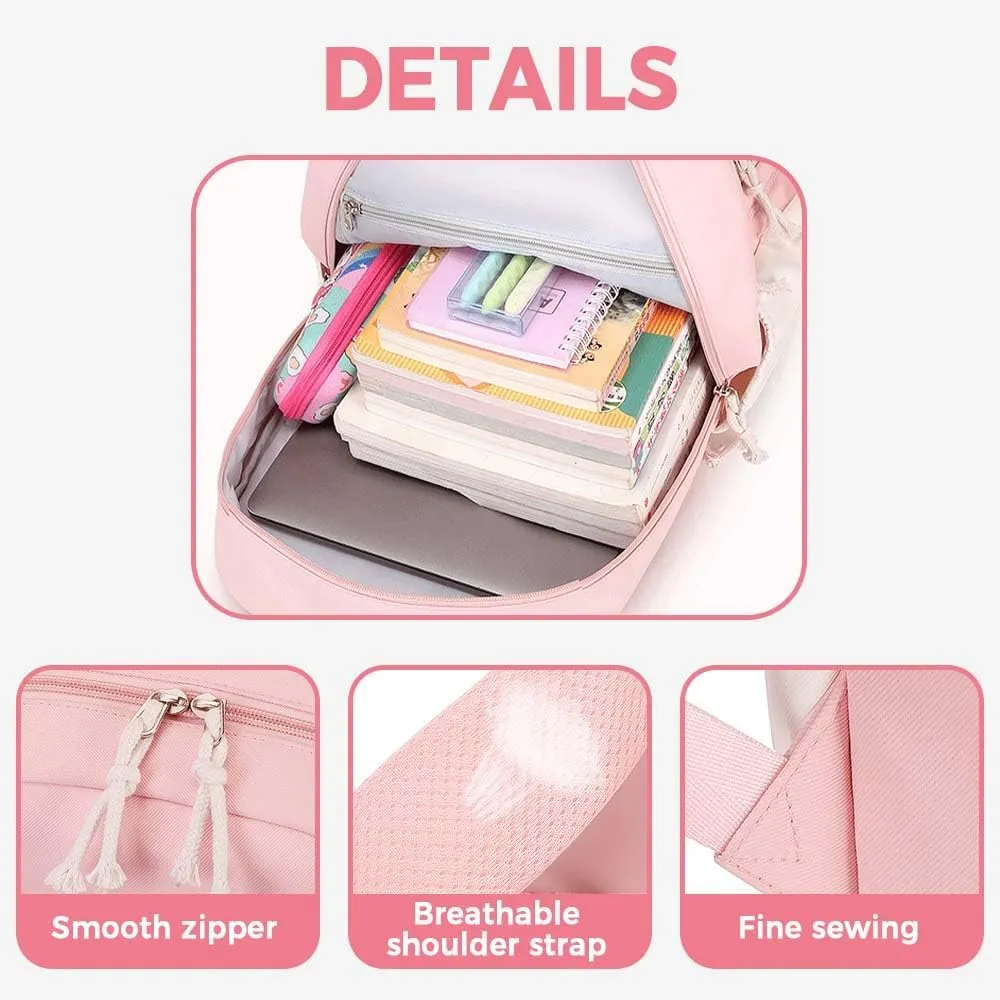 Large Backpack for Teen Girls Kids Cute Aesthetic Laptop Backpack Kawaii Preppy Elementary Middle High School Bookbag