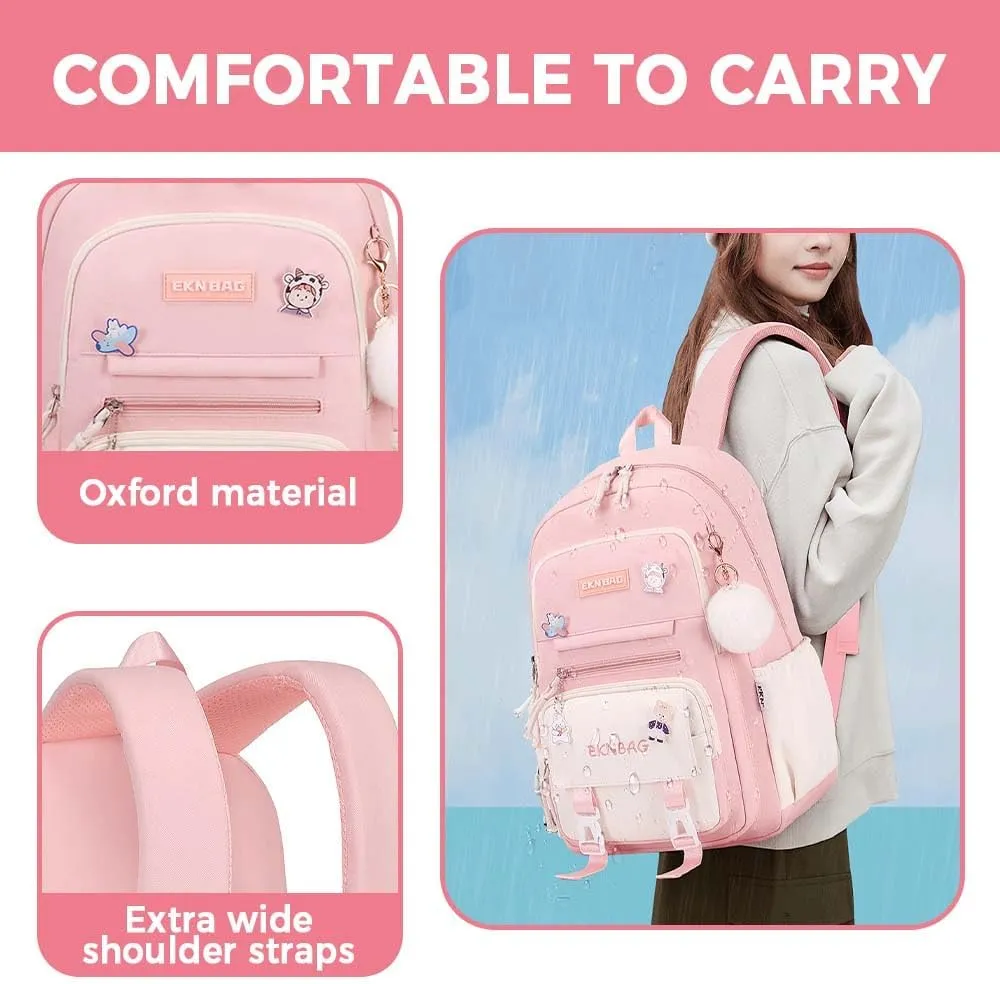 Large Backpack for Teen Girls Kids Cute Aesthetic Laptop Backpack Kawaii Preppy Elementary Middle High School Bookbag