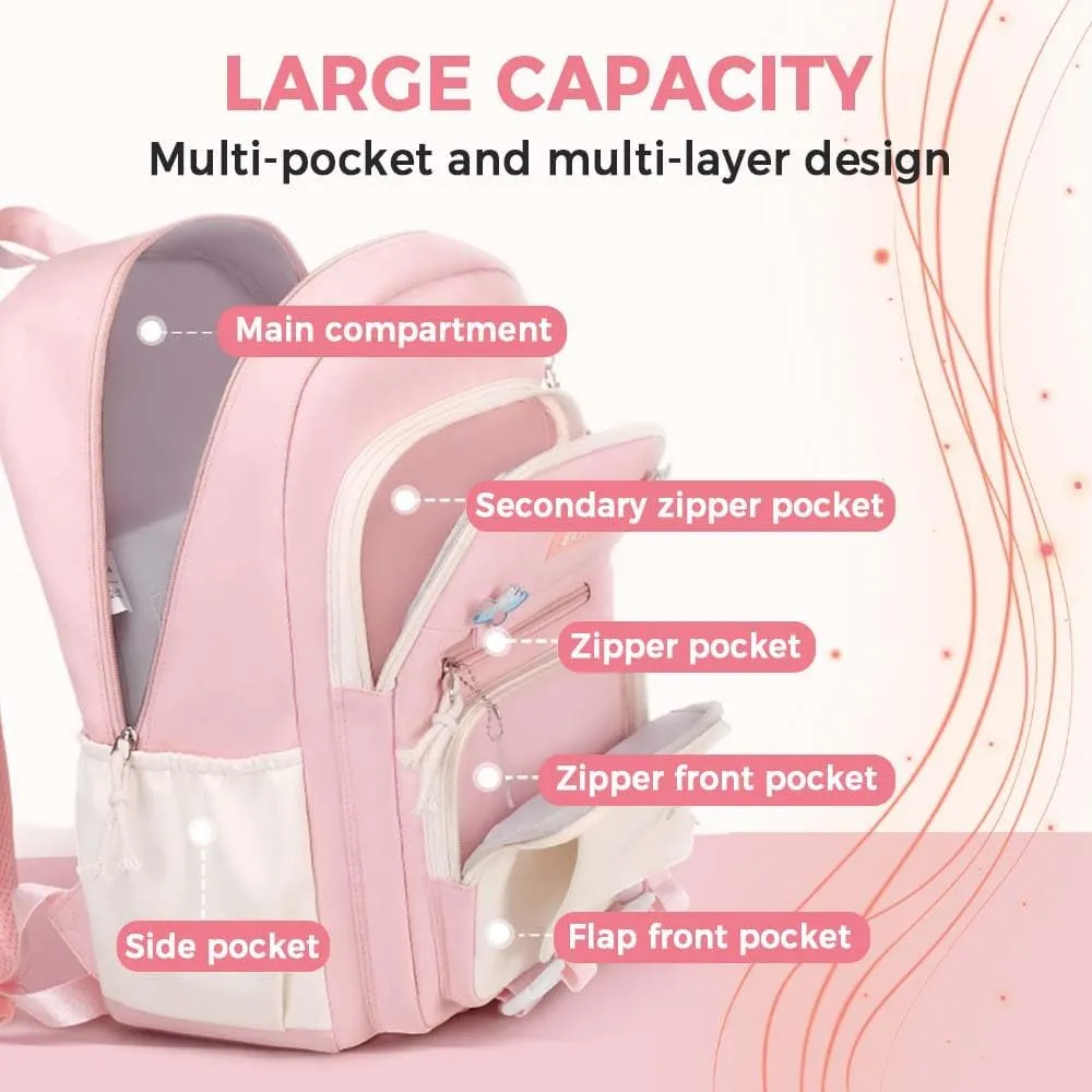 Large Backpack for Teen Girls Kids Cute Aesthetic Laptop Backpack Kawaii Preppy Elementary Middle High School Bookbag