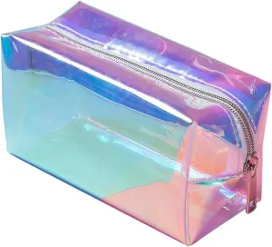 Large Holographic Makeup Bag - TPU Cosmetic Bag with See Through Design, Ideal Travel Organizer for Women (multicolor)