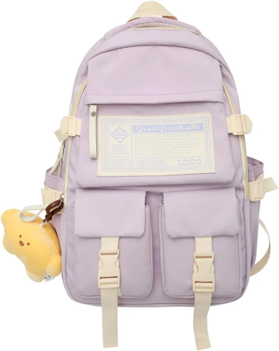 Large Preppy Backpack with Cute Pendant Korean Aesthetic College Backpack Kawaii Japanese Light Academia Laptop Bag (Purple,One Size)