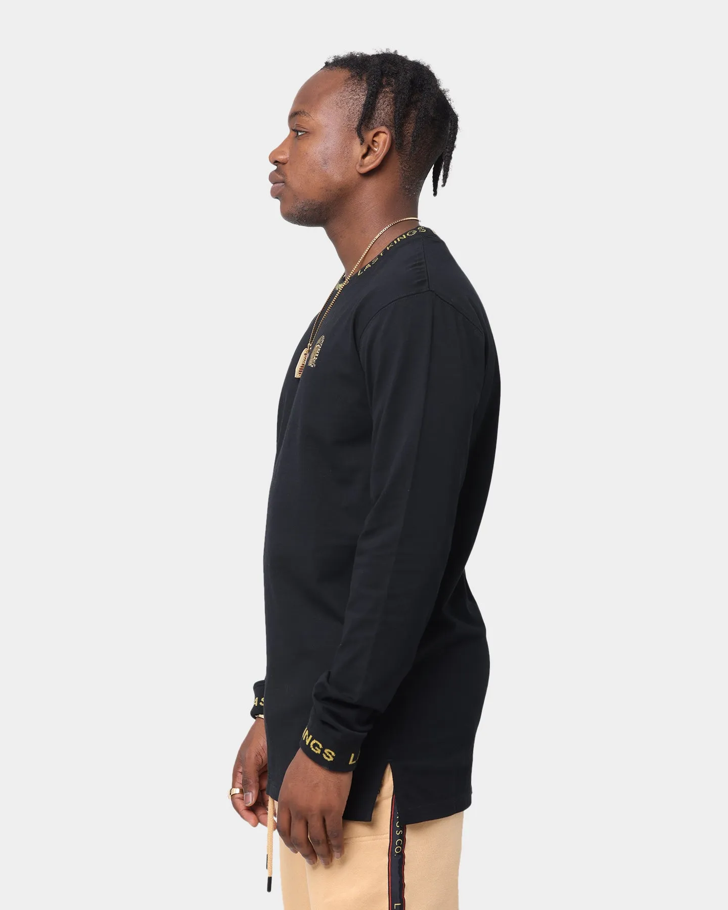 Last Kings Logo Rib Long Sleeve T-Shirt Black