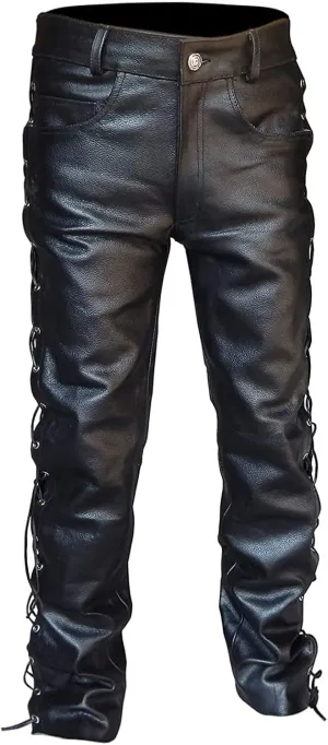 Leather Pants Cargo Pants for Men Retro Classic Fit Straight Elastic Waist Slim Fit Hiking Comfy Casual Pant Pockets