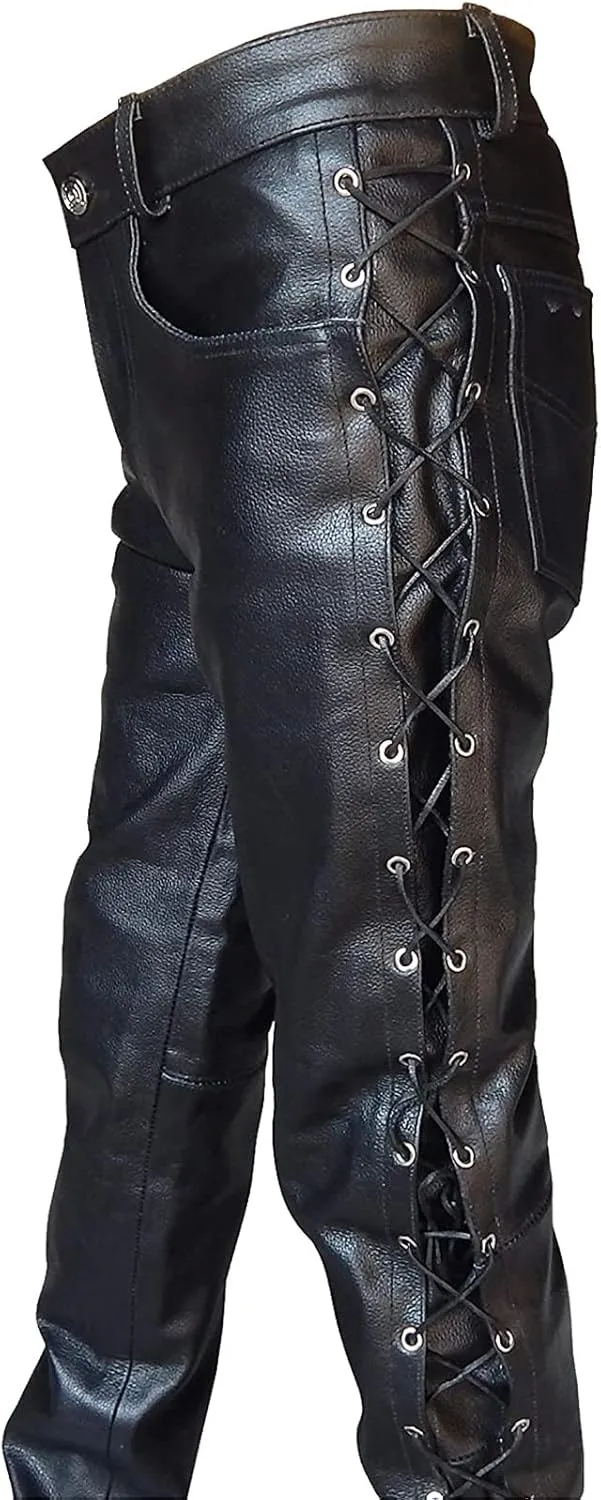 Leather Pants Cargo Pants for Men Retro Classic Fit Straight Elastic Waist Slim Fit Hiking Comfy Casual Pant Pockets