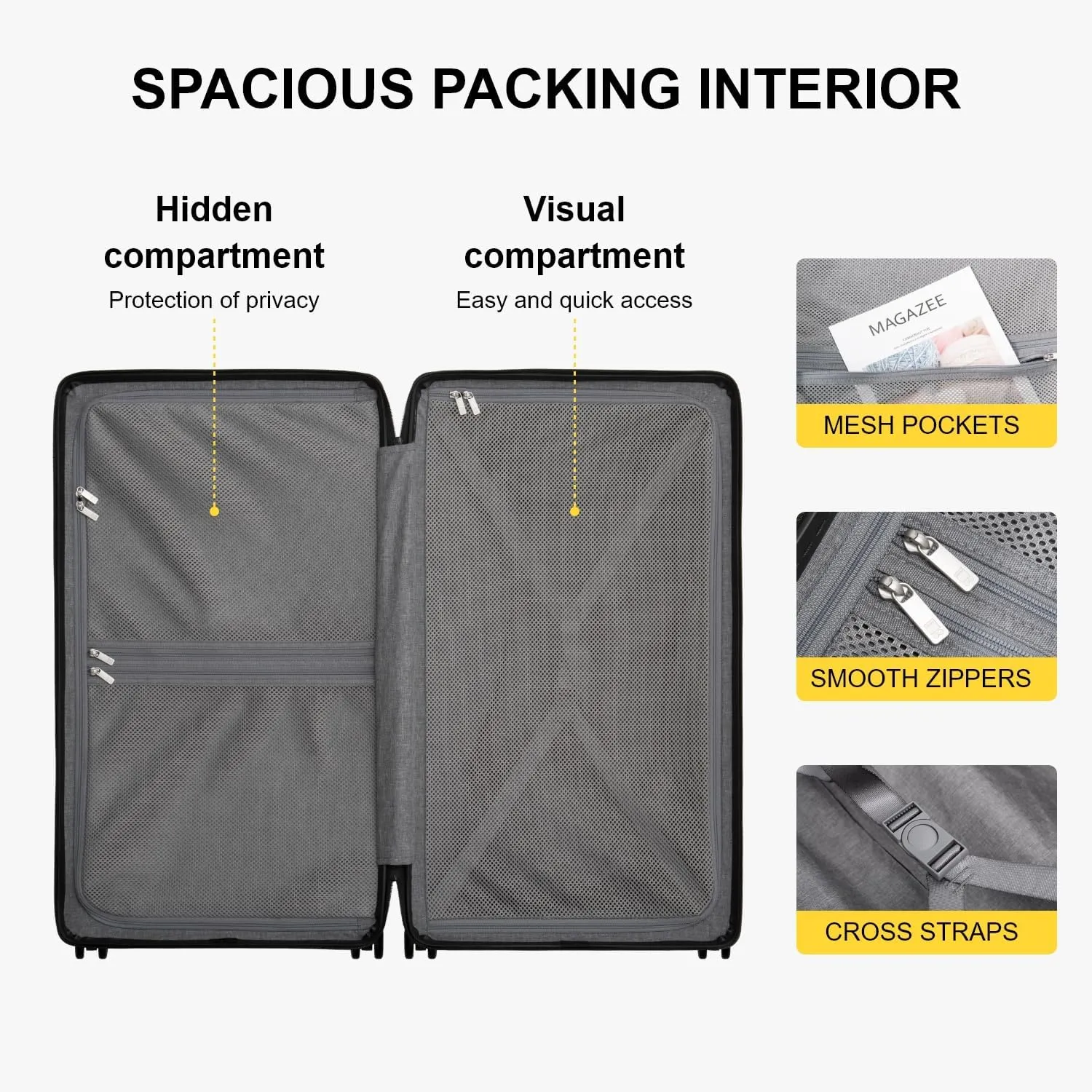 LEVEL8 Trunk Luggages, 28 Inch Luggage with Spinner Wheels, Luminous Textured Checked Large Hard Shell Lightweight with Tsa Lock, Navy