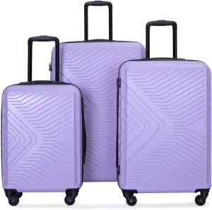 Light Purple 3 Piece Luggage Set - ABS Lightweight Suitcase with Two Hooks, Spinner Wheels, TSA Lock, (20/24/28)