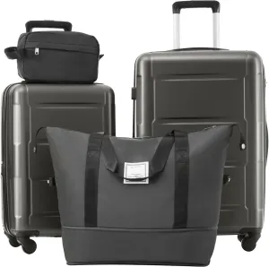 Lightweight Travel Solution with 2-Piece Luggage Set, Expandable Suitcase with Spinner Wheels, Dark Gray