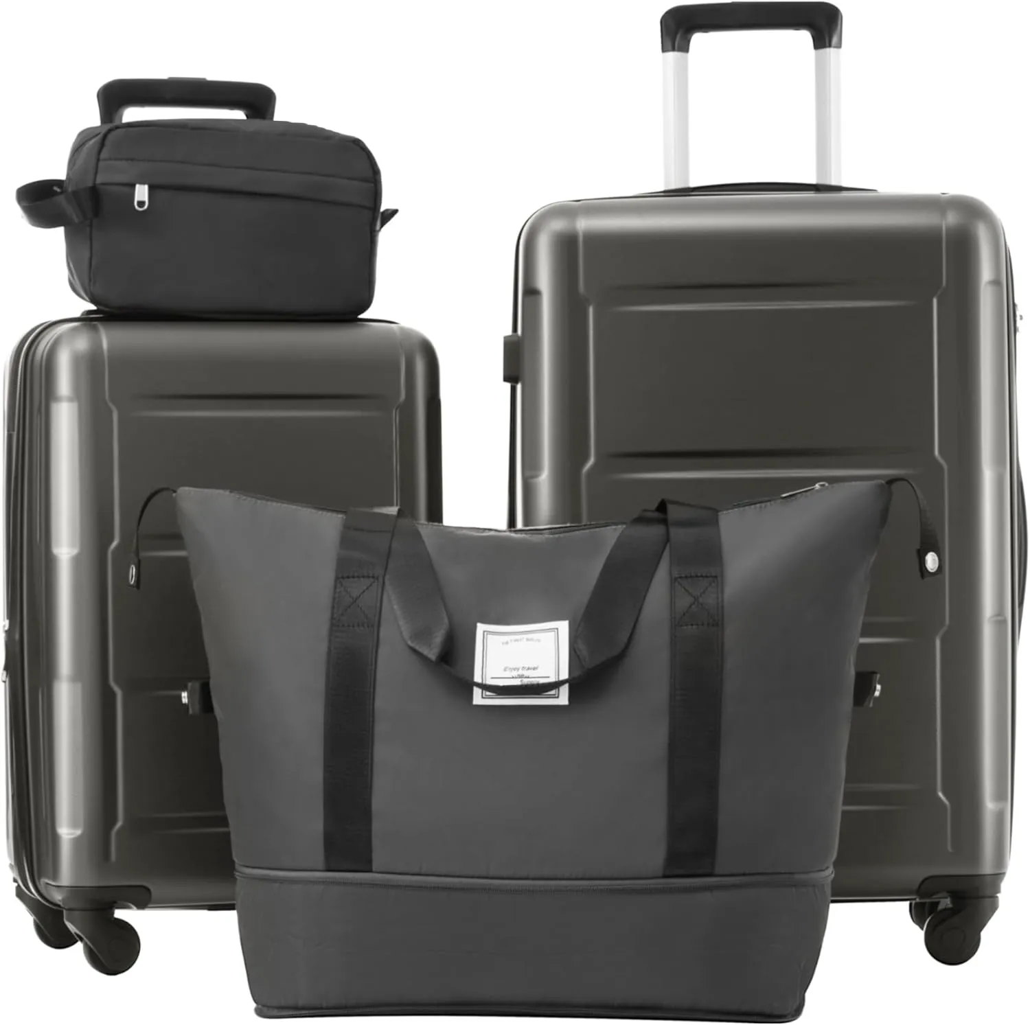 Lightweight Travel Solution with 2-Piece Luggage Set, Expandable Suitcase with Spinner Wheels, Dark Gray