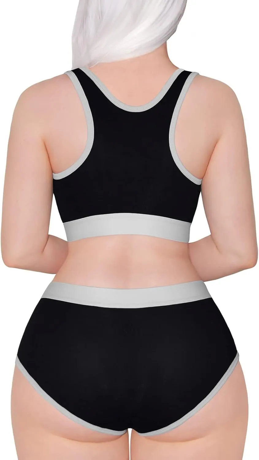 Littleforbig Women Cotton Camisole and Panties Sports loungewear Bralette Set - Let's Play Gamer Girl
