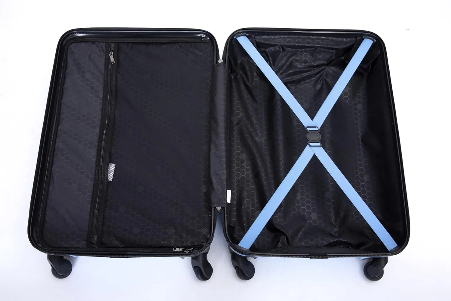 Luggage 3 Piece Sets with TSA Lock,Spinner Wheels,2Hooks,Lightweight & Durable Expandable Suitcase(20"/24"/28"). (Light Blue)