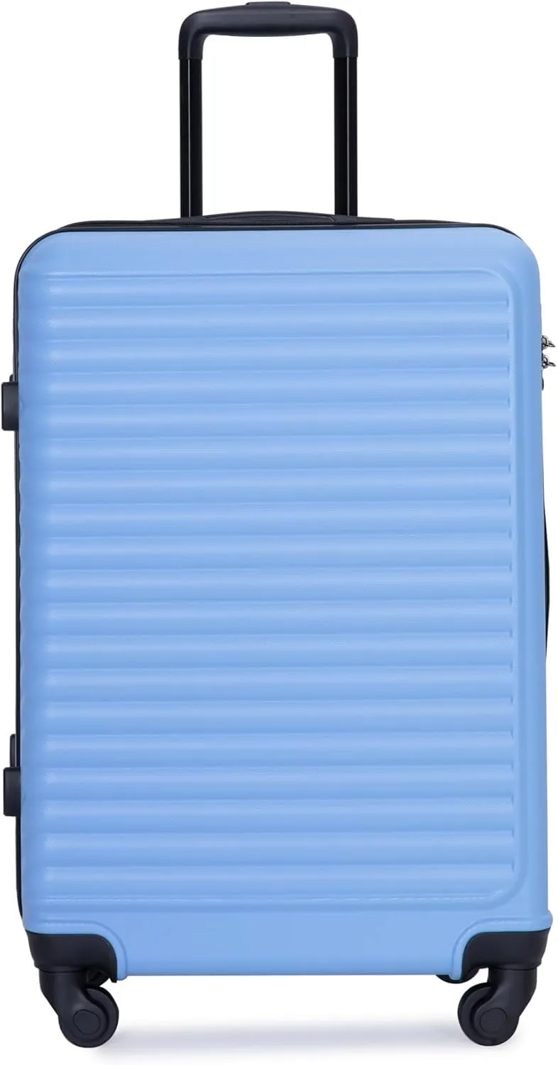 Luggage 3 Piece Sets with TSA Lock,Spinner Wheels,2Hooks,Lightweight & Durable Expandable Suitcase(20"/24"/28"). (Light Blue)