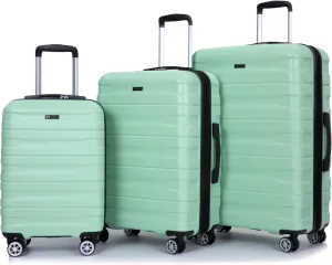 Luggage 3 Piece Sets with TSA Lock,Spinner Wheels,2Hooks,Lightweight & Durable Expandable Suitcase(20"/24"/28"). (Light Green)