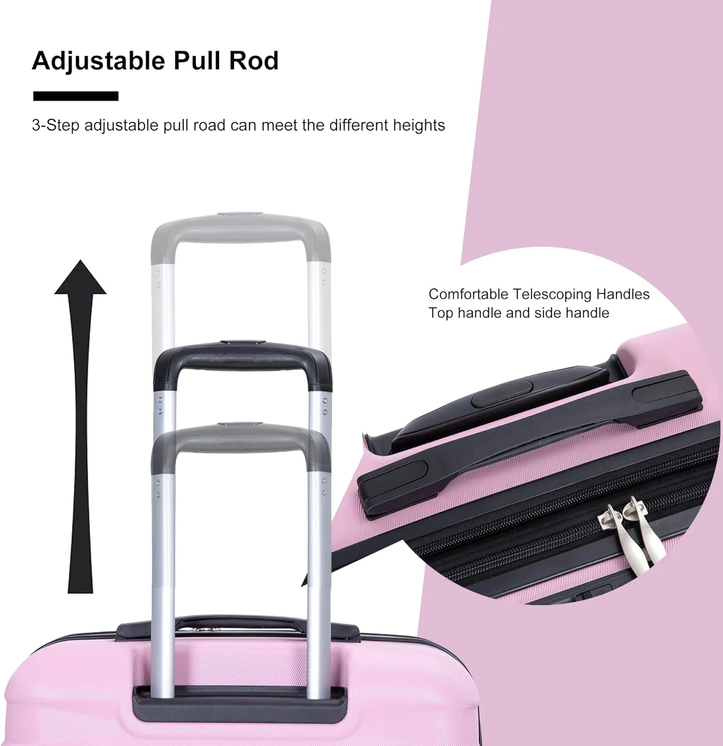 Luggage 3 Piece Sets with TSA Lock,Spinner Wheels,2Hooks,Lightweight & Durable Expandable Suitcase(20"/24"/28"). (Pink 2)
