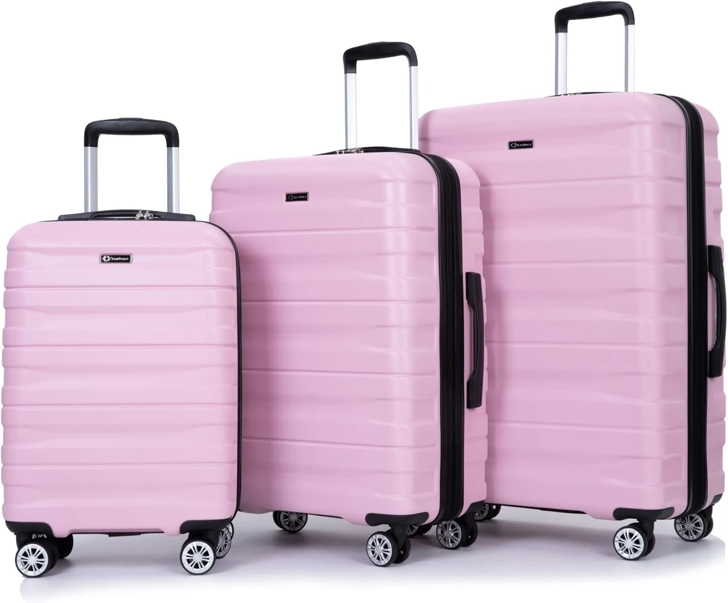 Luggage 3 Piece Sets with TSA Lock,Spinner Wheels,2Hooks,Lightweight & Durable Expandable Suitcase(20"/24"/28"). (Pink 2)