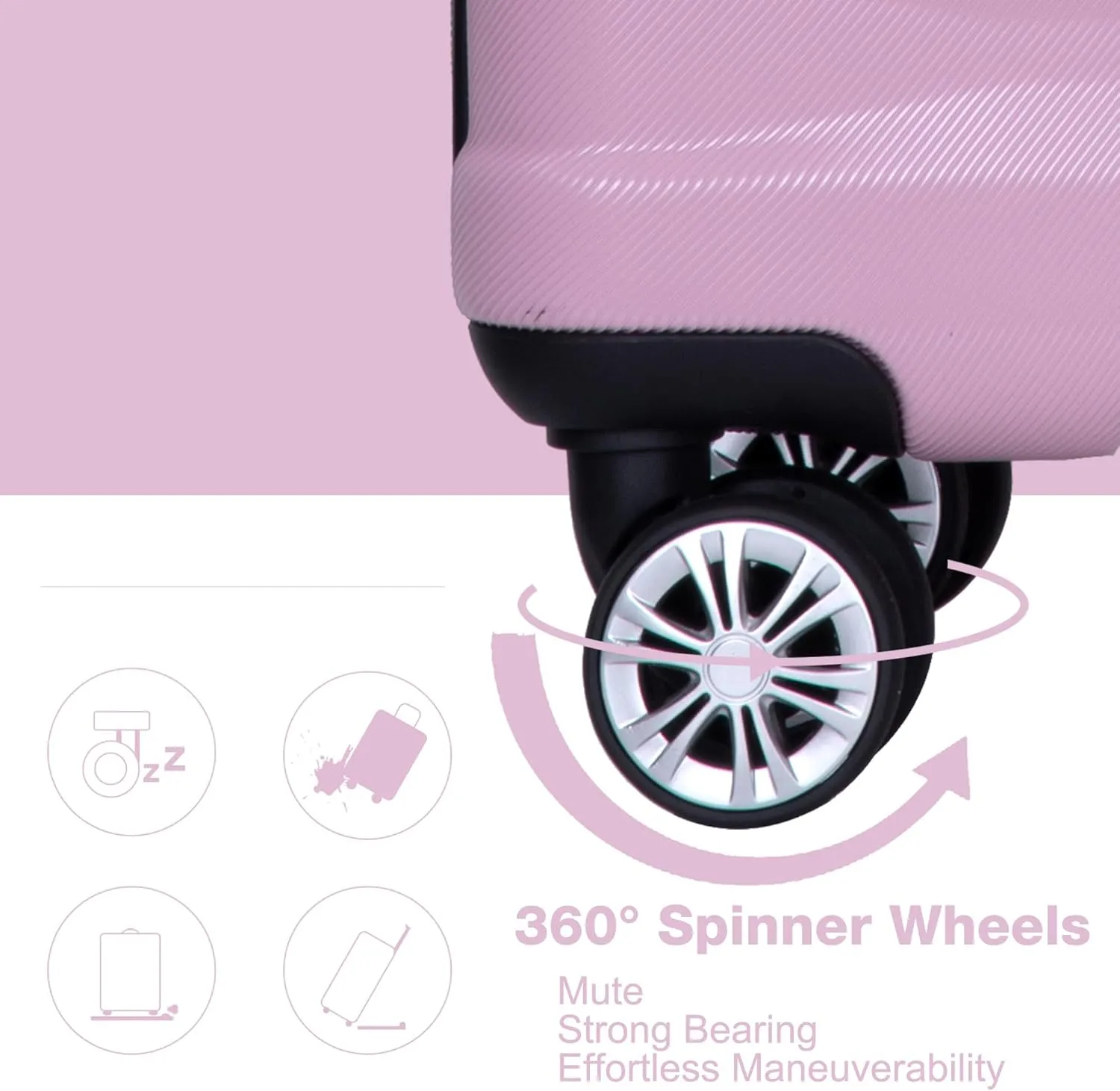 Luggage 3 Piece Sets with TSA Lock,Spinner Wheels,2Hooks,Lightweight & Durable Expandable Suitcase(20"/24"/28"). (Pink 2)