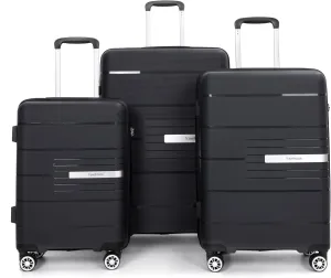 Luggage 3 Piece Sets with TSA Lock,Spinner Wheels,Carry On Hardside Travel Luggage(20"/24"/28"). (Black)