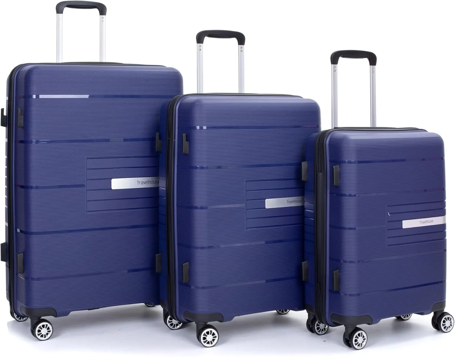 Luggage 3 Piece Sets with TSA Lock,Spinner Wheels,Carry On Hardside Travel Luggage(20"/24"/28"). (Navy)