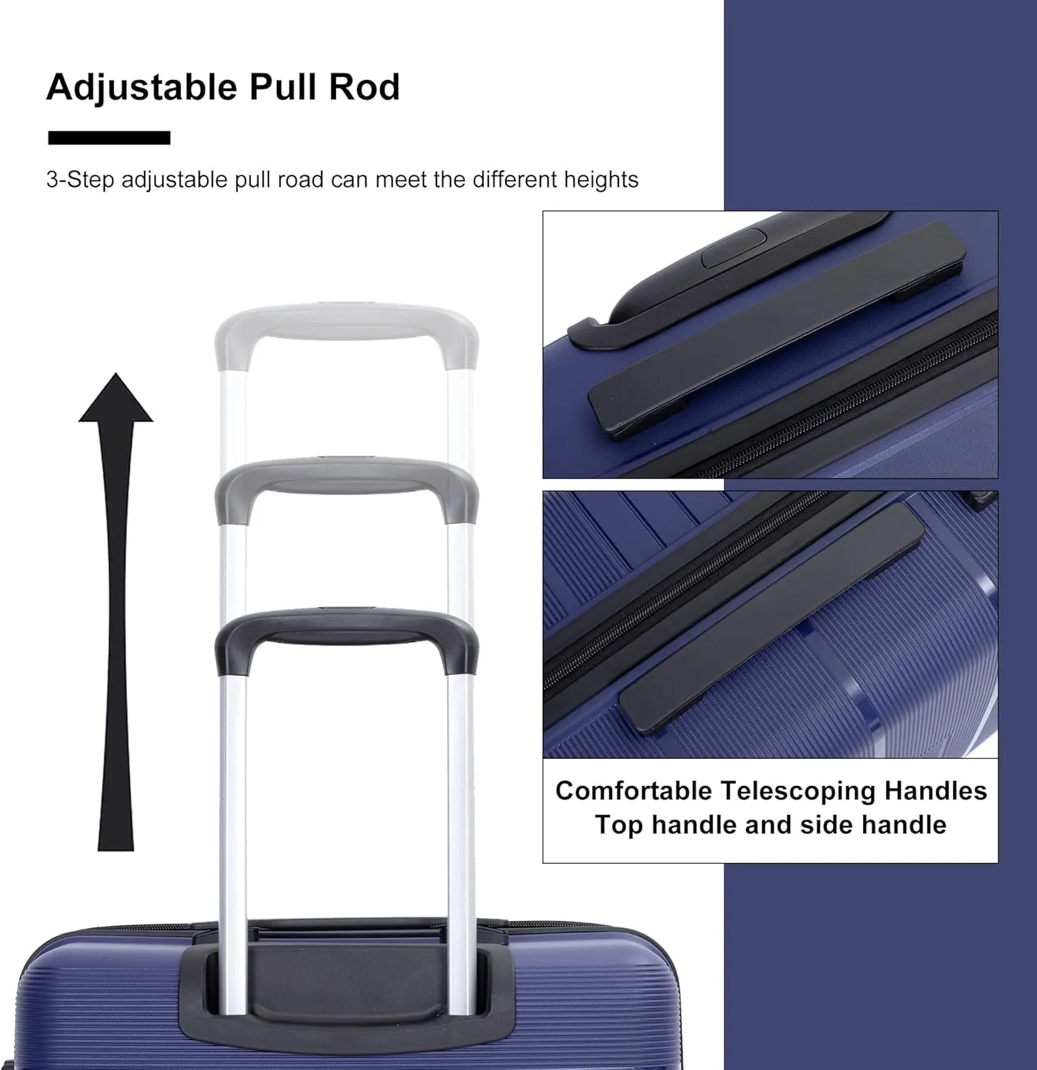 Luggage 3 Piece Sets with TSA Lock,Spinner Wheels,Carry On Hardside Travel Luggage(20"/24"/28"). (Navy)