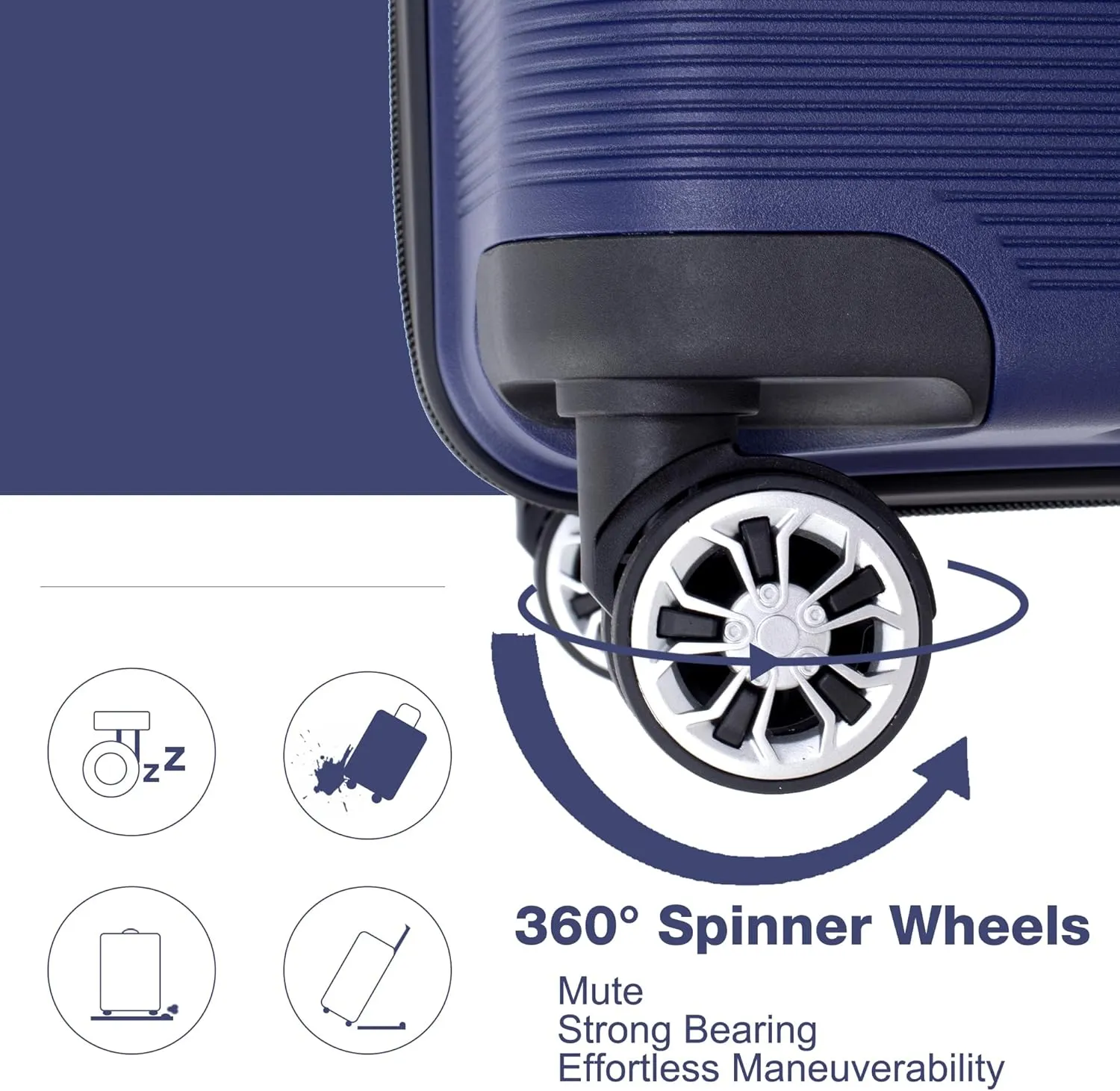 Luggage 3 Piece Sets with TSA Lock,Spinner Wheels,Carry On Hardside Travel Luggage(20"/24"/28"). (Navy)
