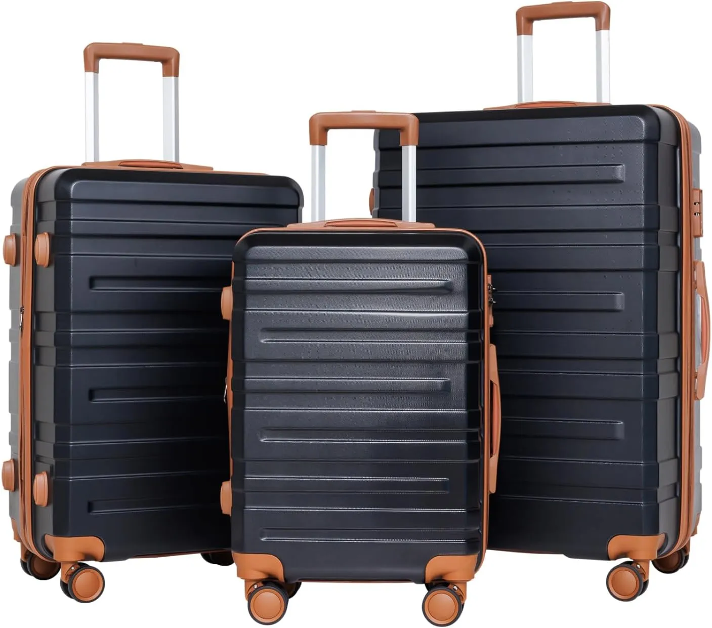 Luggage Sets 3 Piece: 20"/24"/28" ABS Hardshell Suitcase with TSA Lock, Spinner Wheels, Carry-On & Checked Luggage, Black