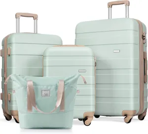 Luggage Sets 4 Piece, ABS Expandable Suitcase with Travel Bag 360 Spinner Wheels