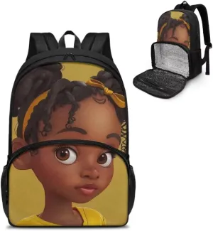 Lunch Backpack, African Girl Insulated Cooler Backpack Lunch Box for Men Women, 16.9 Inches Casual Daypack for Work Commuter Picnic College