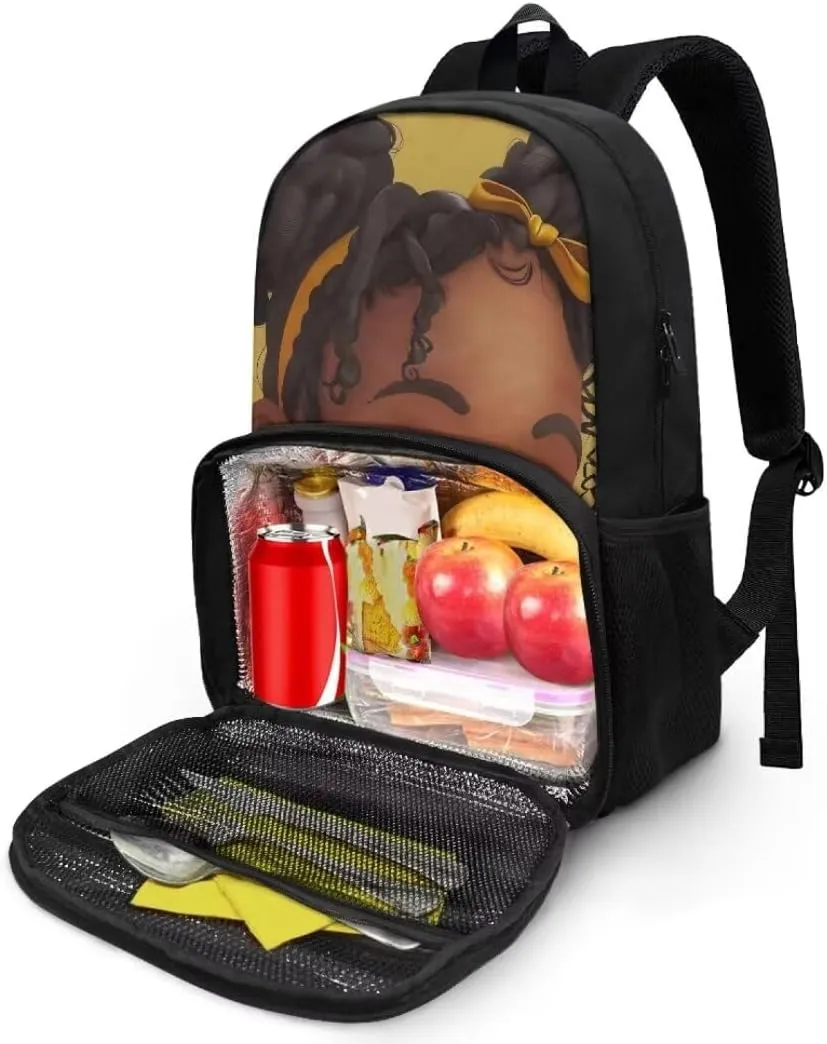 Lunch Backpack, African Girl Insulated Cooler Backpack Lunch Box for Men Women, 16.9 Inches Casual Daypack for Work Commuter Picnic College