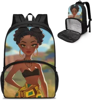 Lunch Backpack for Men,African Girl Insulated Cooler Backpack Lunch Box Backpack, Extra Large Daypack College Backpack, Water Resistant Work Backpack for Travel