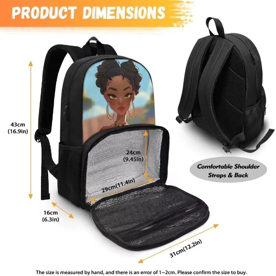 Lunch Backpack for Men,African Girl Insulated Cooler Backpack Lunch Box Backpack, Extra Large Daypack College Backpack, Water Resistant Work Backpack for Travel