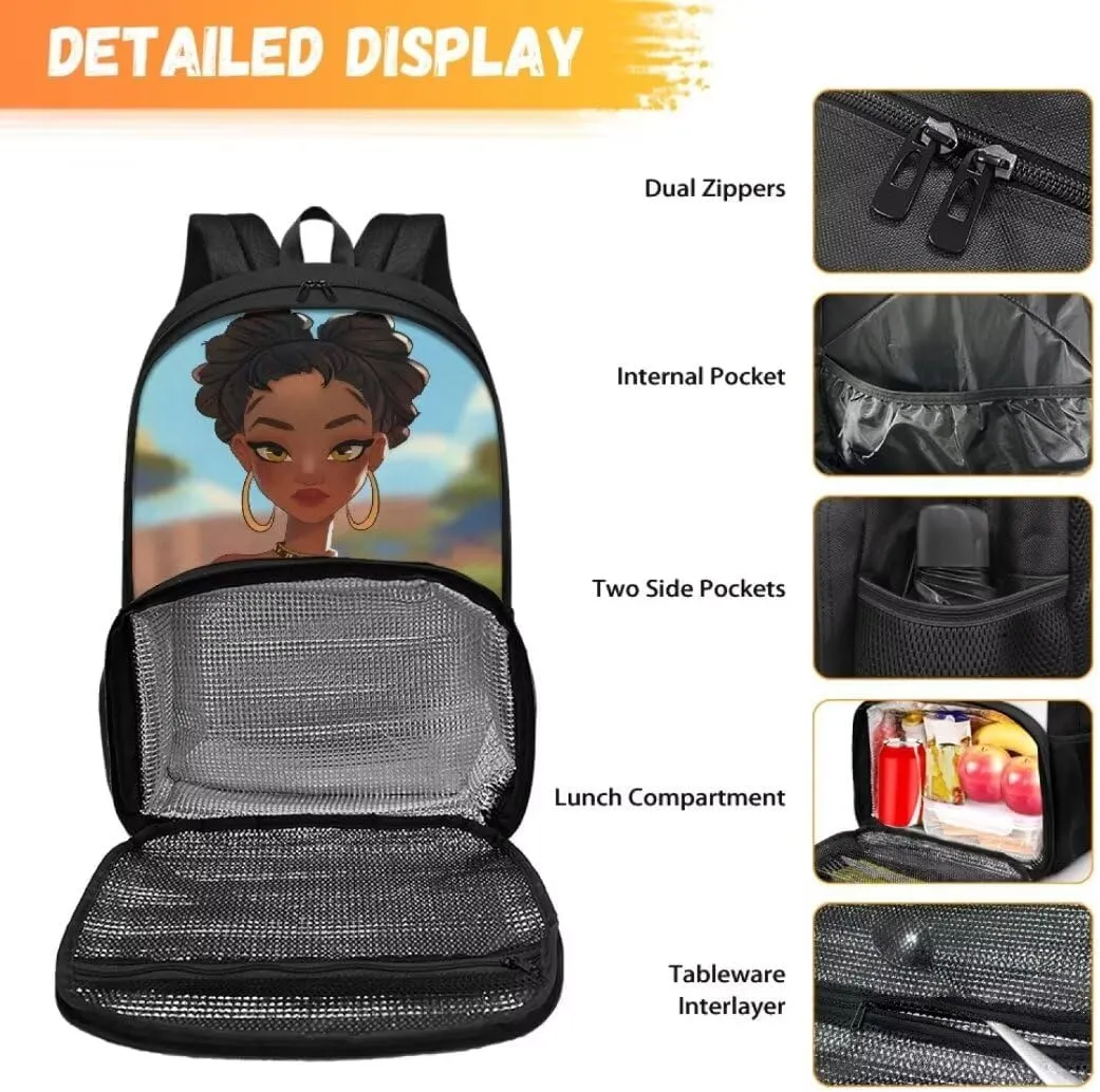 Lunch Backpack for Men,African Girl Insulated Cooler Backpack Lunch Box Backpack, Extra Large Daypack College Backpack, Water Resistant Work Backpack for Travel