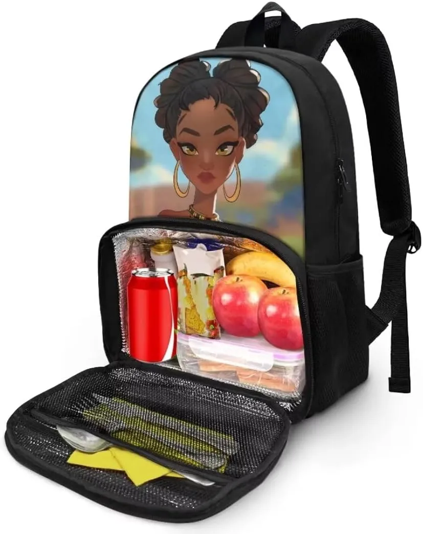 Lunch Backpack for Men,African Girl Insulated Cooler Backpack Lunch Box Backpack, Extra Large Daypack College Backpack, Water Resistant Work Backpack for Travel
