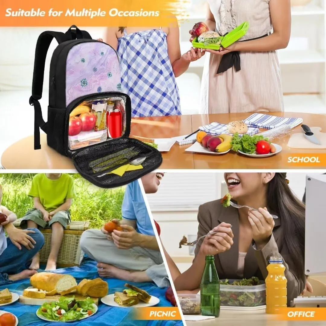 Lunch Backpack for Women Men,Bohe Flowers Insulated Cooler Lunch Box Backpack, 16.9-inch Laptop Backpacks, Water Resistant Leak-proof Lunch Bag for College