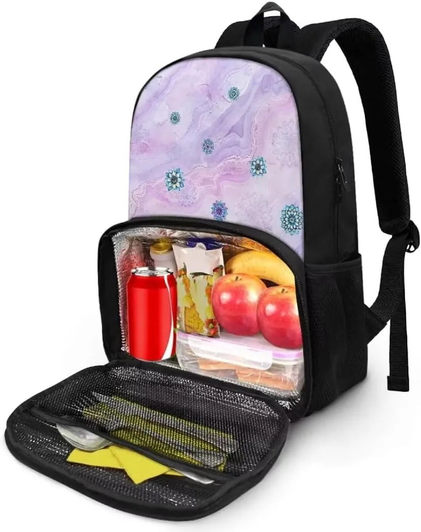 Lunch Backpack for Women Men,Bohe Flowers Insulated Cooler Lunch Box Backpack, 16.9-inch Laptop Backpacks, Water Resistant Leak-proof Lunch Bag for College