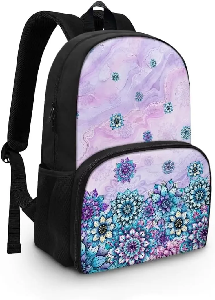 Lunch Backpack for Women Men,Bohe Flowers Insulated Cooler Lunch Box Backpack, 16.9-inch Laptop Backpacks, Water Resistant Leak-proof Lunch Bag for College
