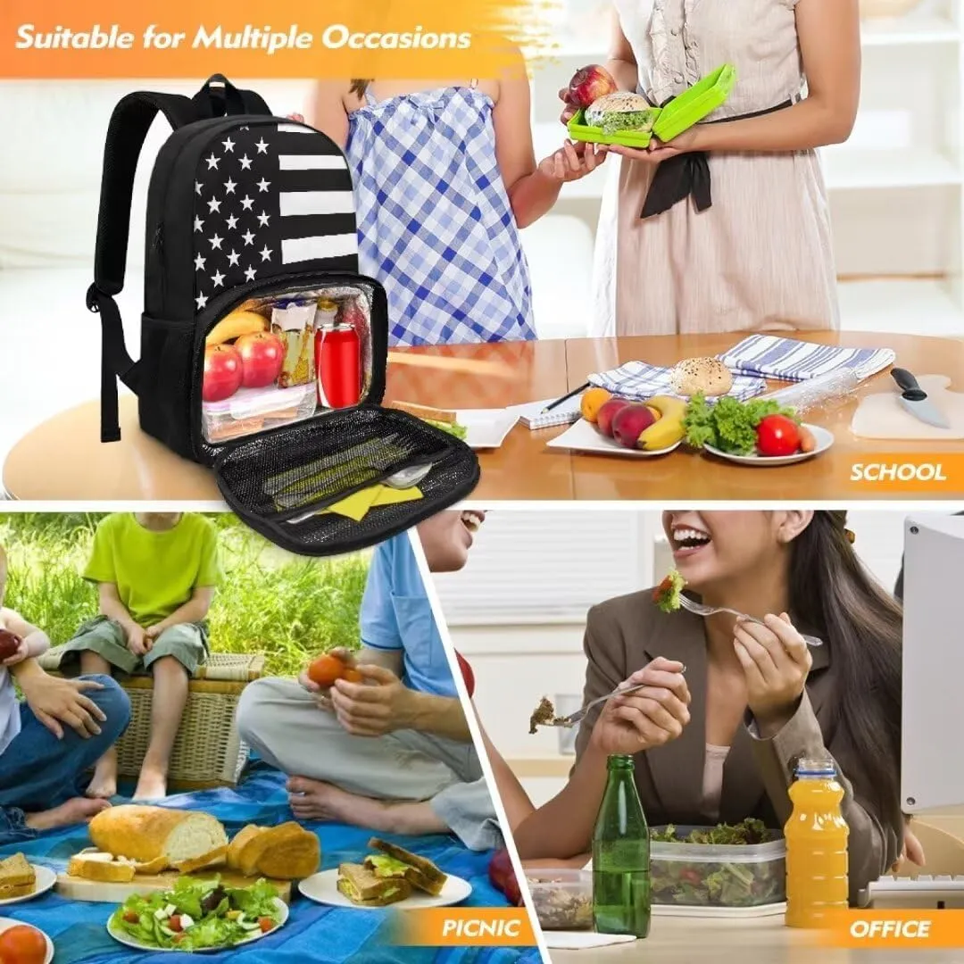 Lunch Backpack for Women,American Flag Insulated Cooler Lunch Box Laptop Backpack, Water Resistant Leak-proof Lunch Bag, College Computer Bookbag for Work Picnic Beach
