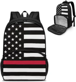 Lunch Backpack for Women,American Flag Insulated Cooler Lunch Box Laptop Backpack, Water Resistant Leak-proof Lunch Bag, College Computer Bookbag for Work Picnic Beach