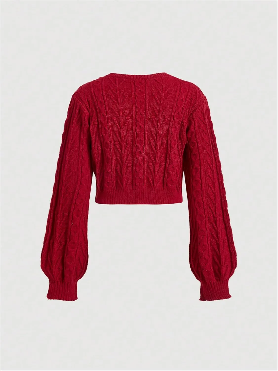 MakeMeChic Women's Bow Knot Cardigan Sweater Cable Knit Tie Front Crop Tops