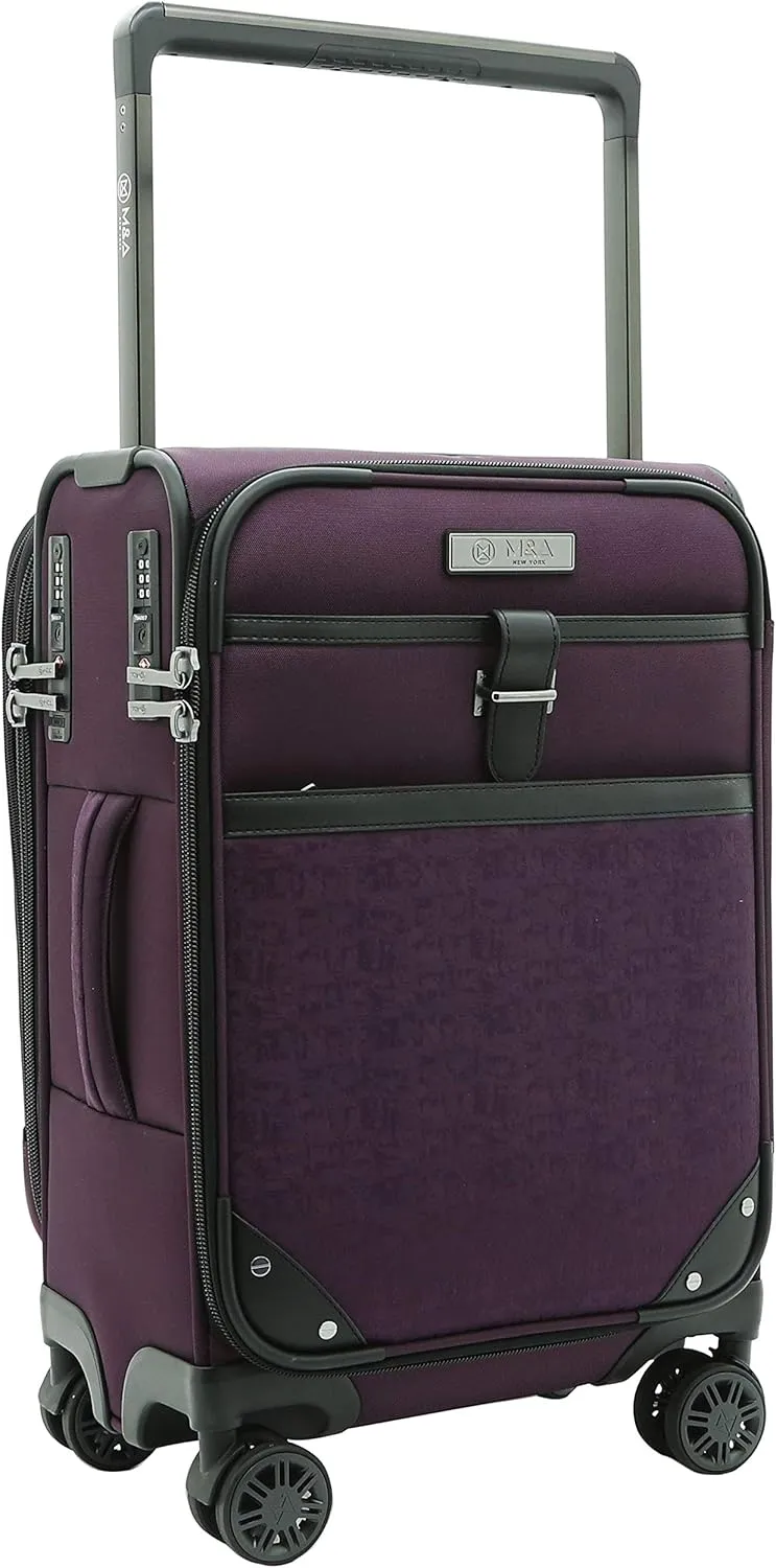 M&A Dual Opening Wide Trolley Hardside Luggage, Purple, Carry-On 22-Inch