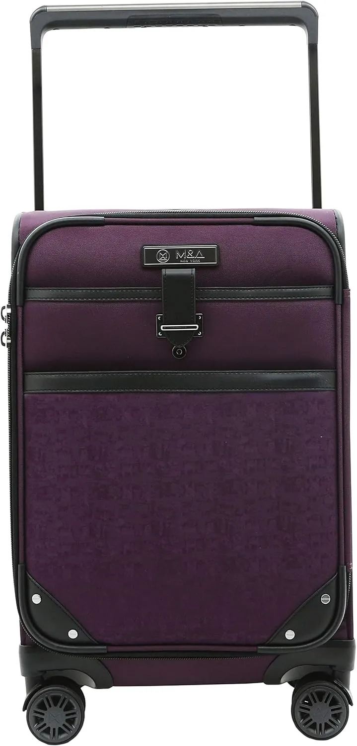M&A Dual Opening Wide Trolley Hardside Luggage, Purple, Carry-On 22-Inch