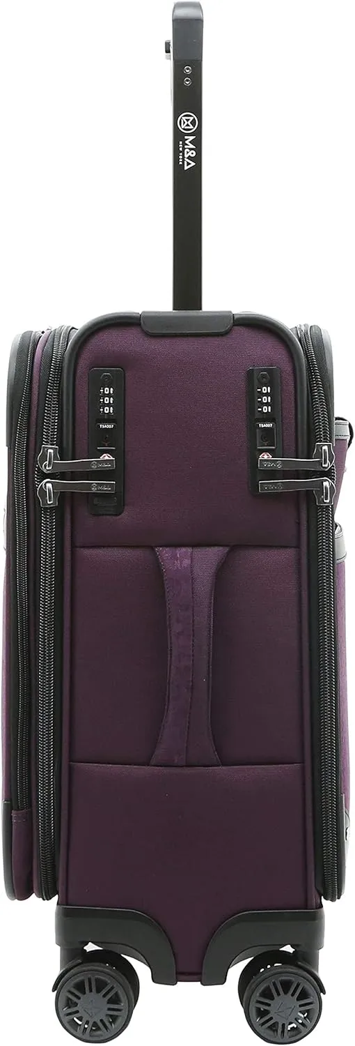 M&A Dual Opening Wide Trolley Hardside Luggage, Purple, Carry-On 22-Inch