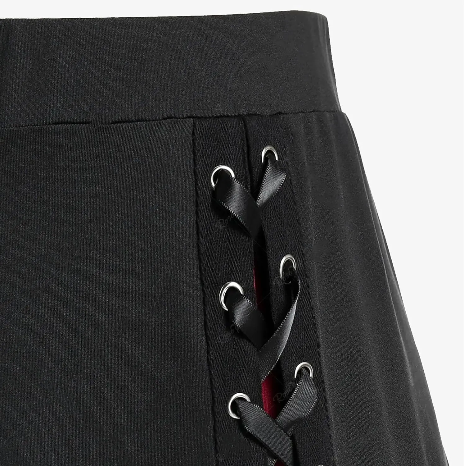 Maxi Skirts Women's Victorian Skirt Vintage A-Line Long Midi Skirt Lace Up Gothic Pleated Skirt Solid Long Skirts