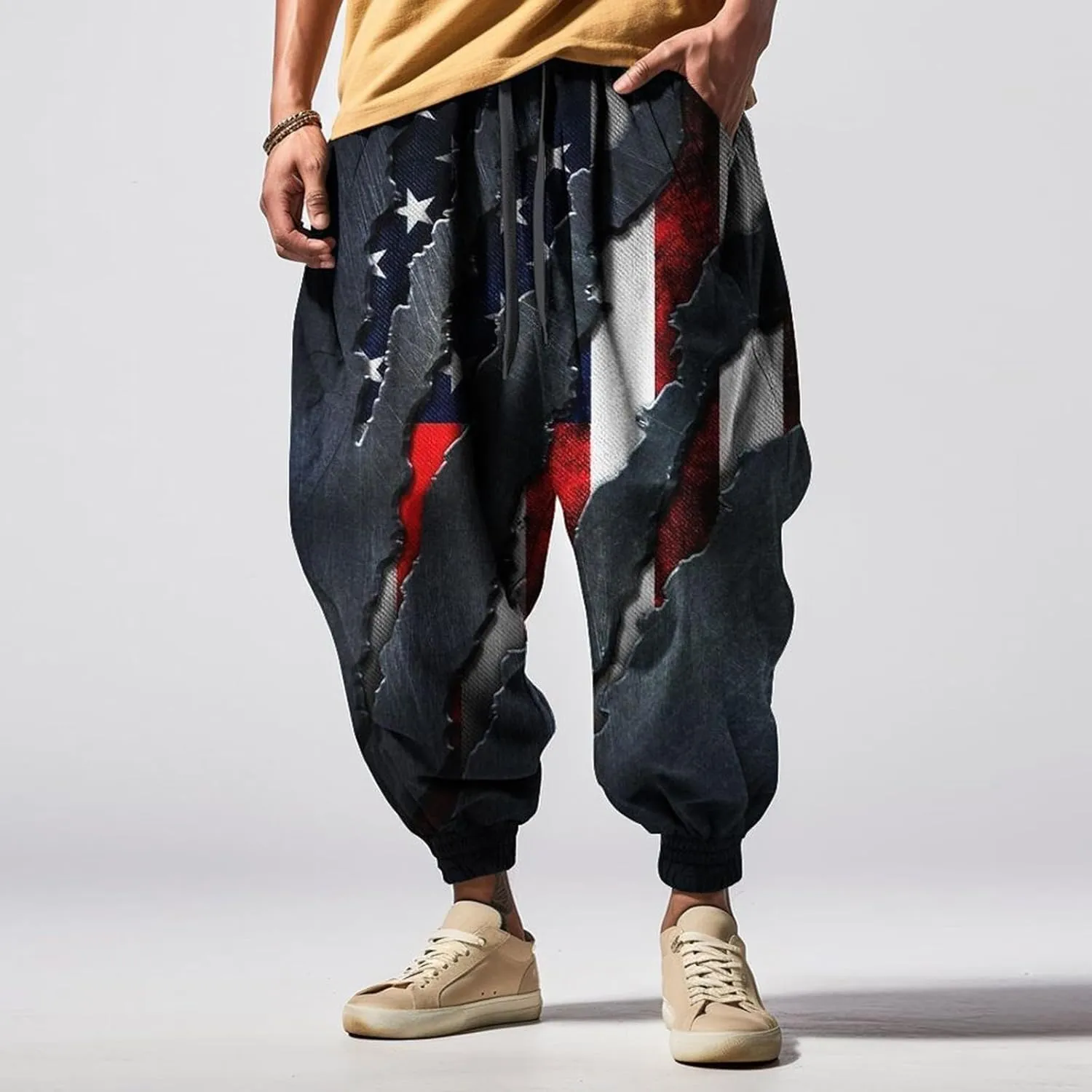Men Cotton Baggy Hippie Yoga Harem Pants Casual Sweatpants Loose Drop Crotch Trousers Loose Pants Mens Cargo