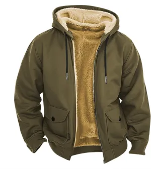 Mens Fleece Hoodie Sherpa Lined Hoodies Jacket Winter Full Zip Warm Heavyweight Thick Fuzzy Hooded Sweatshirt