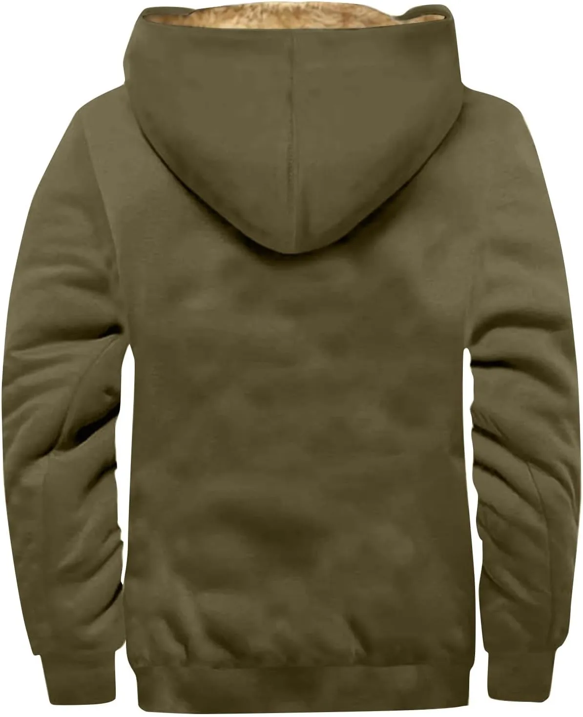 Mens Fleece Hoodie Sherpa Lined Hoodies Jacket Winter Full Zip Warm Heavyweight Thick Fuzzy Hooded Sweatshirt