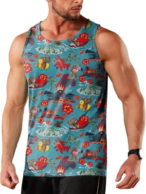 Men's Funny Tank Top Summer Beach Casual Fashion Print Tank Tops for Men Cool Gym Workout Athletic Sleeveless Shirts