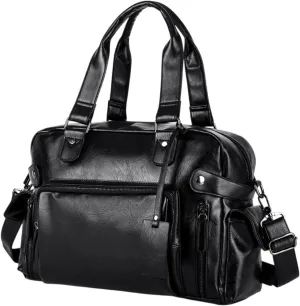Mens Leather Shoulder Bag Tote Black