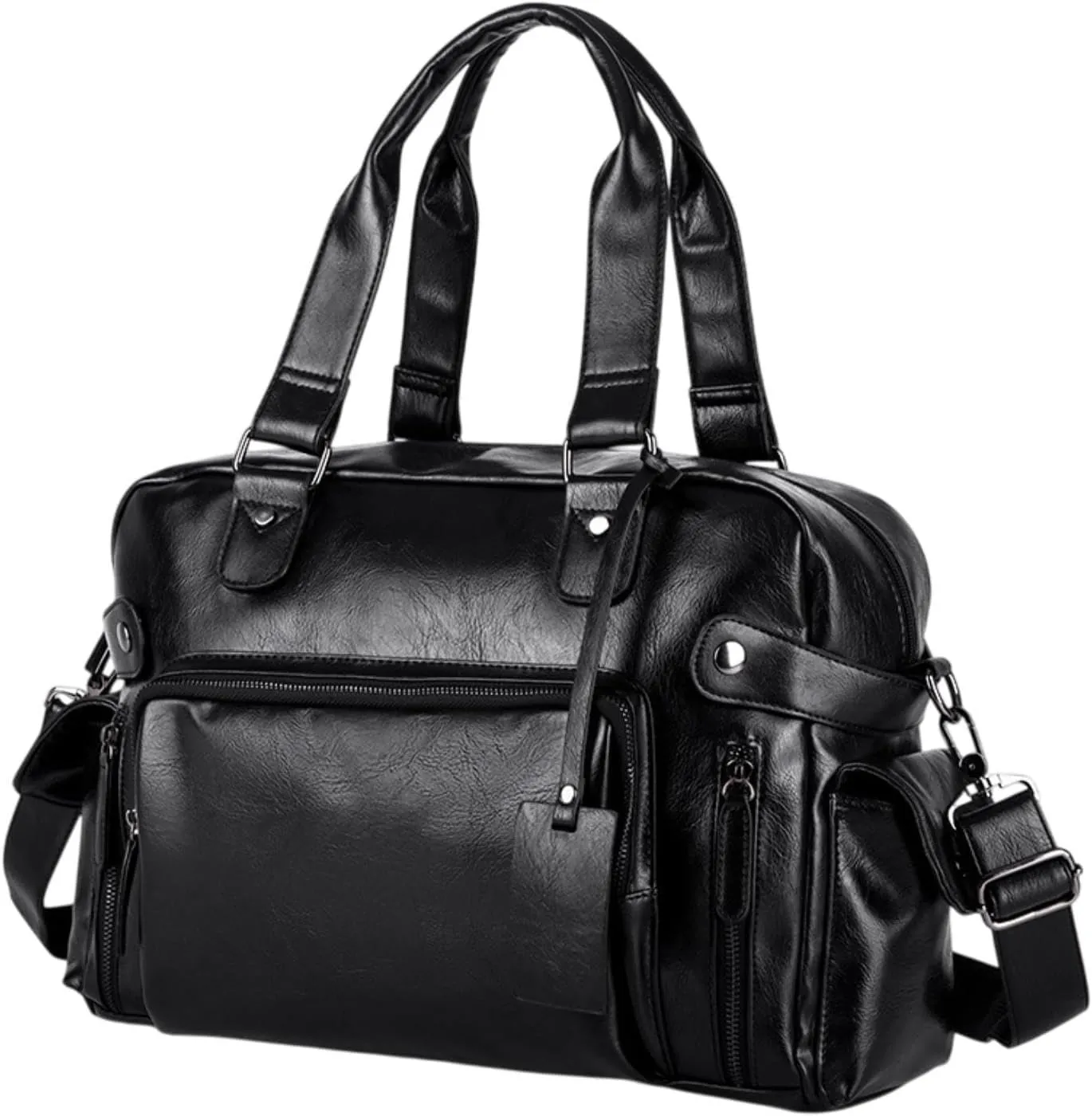 Mens Leather Shoulder Bag Tote Black